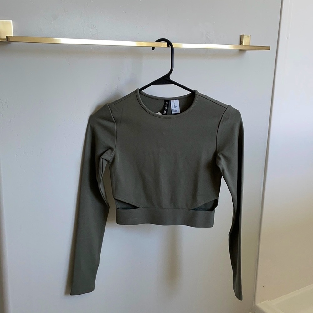 Long Sleeved Cutout Top - Sage Green - New with Tags